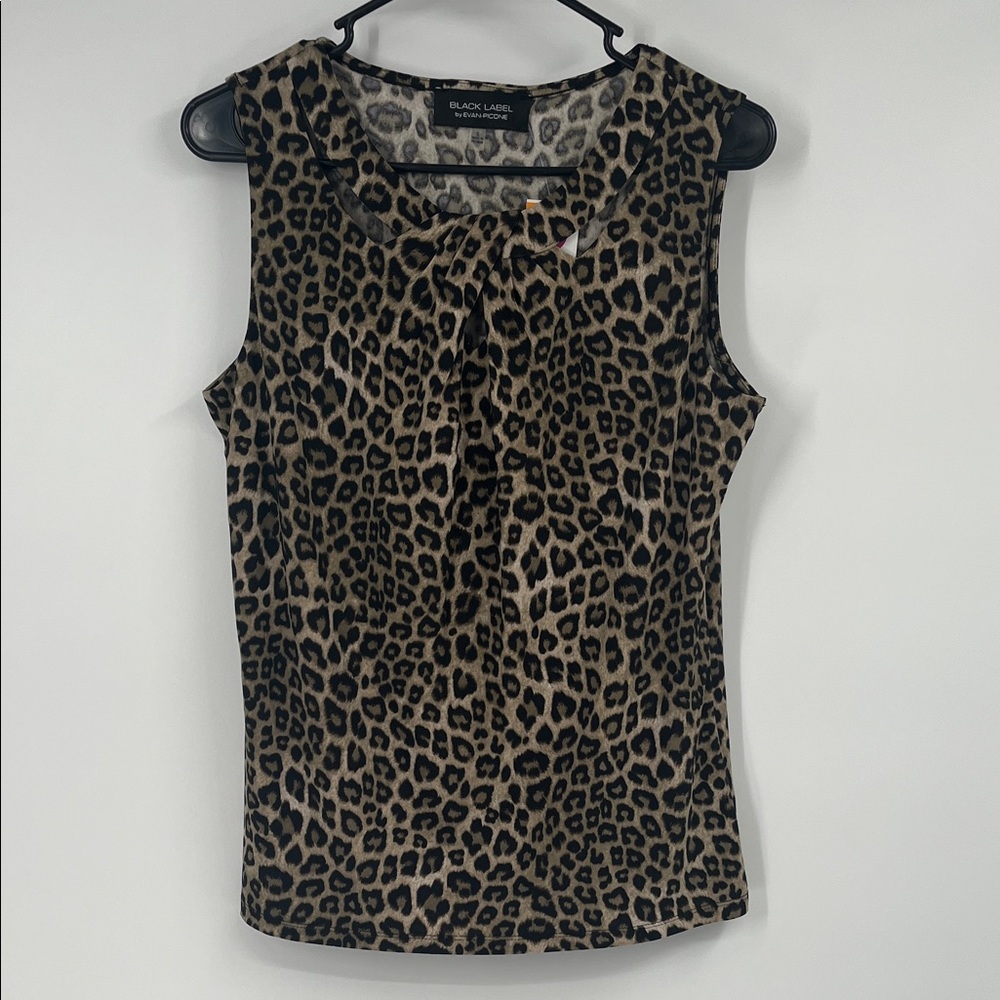 Black Label by Evan Picone Cheetah Print Sleeveless Top Size Small